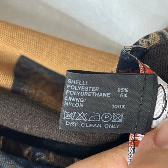 ANAC Women Mesh Abstract Print Dress cowl Neck Sz L Boho Art 90s Y2K bell Sleeve - Picture 4 of 12